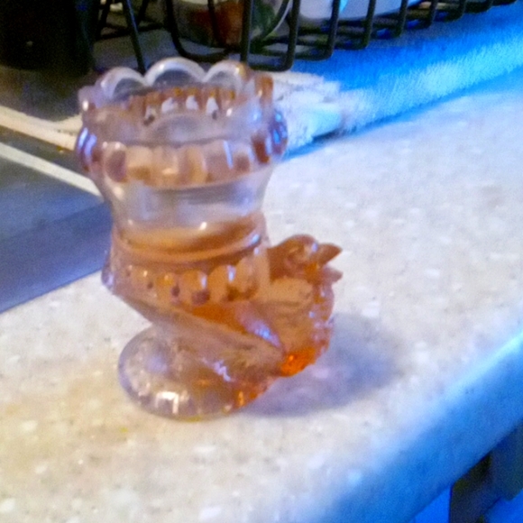 Vintage  Fenton glass purple bowl and one carnival glass bird orange - Picture 1 of 4